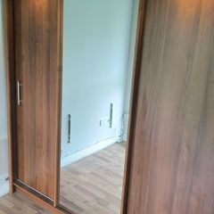 Sliding 3 Door Wardrobe Walnut Colour with lights