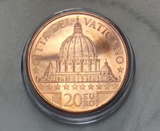 Vatican 20 Euro Copper Uncirculated Coin 2022 - Saint Peter's Basilica - Art and Faith