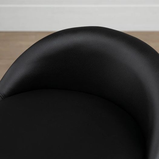 Set of 2 360 swivel rolling stools, seat adjustable 47-62H cm, chrome steel black synthetic upholstery
