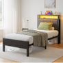 3FT Single Bed Frame with LED Lights and Charging Station, Heavy Image 10