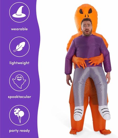 Carry Me Alien Inflatable Adult Costume, Funny Scary Blow Up Fancy Dress Suit for Halloween Party - Easy to Inflate and Deflate (FREE POSTAGE)
