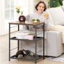 3 Tier Industrial Kitchen Cart with Storage, Vintage Microwave Oven Stand on Wheels, Rolling Bakers Rack with Metal Frame and 10 Hooks, Coffee Cart for Living Room Restaurant (FREE POSTAGE) Image 5