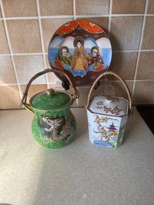 Japanese 2950's Biscuit barrel Jam Biel & Plate VaGC