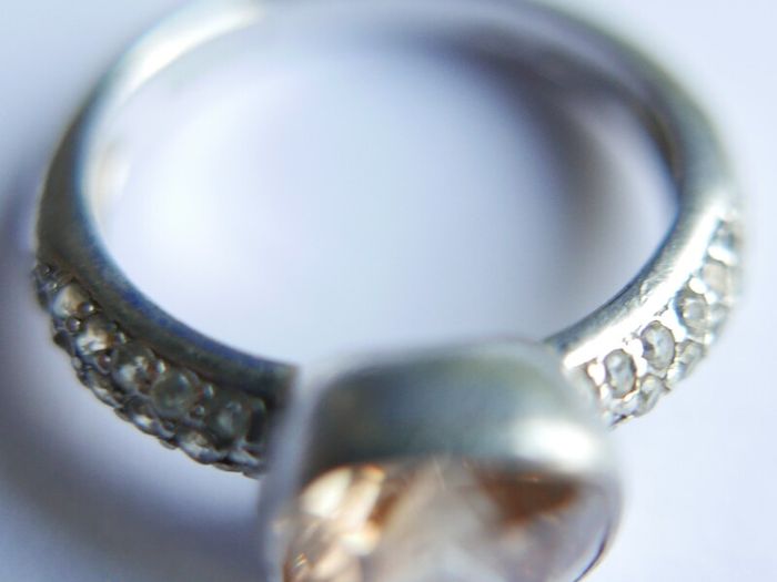 Vintage Genuine Fossil Sterling Silver 925 hallmarked  Yellow Stone Ring size P - 5,2g