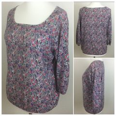 Fat Face Ladies 100% Cotton DITZY floral 3/4 Sleeve Jumper size 14