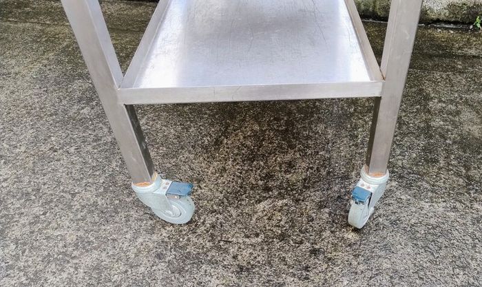 Stainless Steel 2 Tier Table On Caster Wheels With Handle