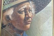 Vintage oil paintings on pressed leaves