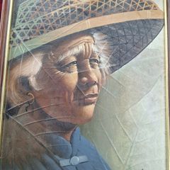 Vintage oil paintings on pressed leaves