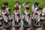 A Battle of Waterloo Chess Set and Board. Napoleon vs Nelson. 17,5" x 17,5" (chess pawn height 4,5")