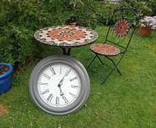 Mosaic Bistro Garden Table + Garden Clock