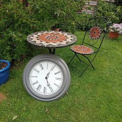 Mosaic Bistro Garden Table + Garden Clock