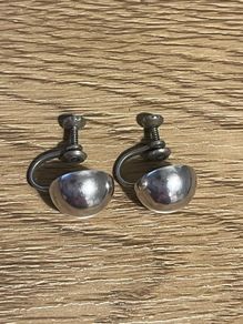 Vintage Chunky Sterling Silver Button Earrings