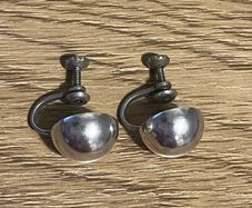 Vintage Chunky Sterling Silver Button Earrings