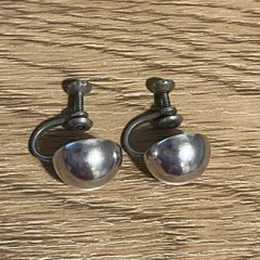 Vintage Chunky Sterling Silver Button Earrings