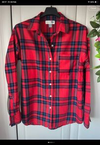 shirt red check flannel shirt size xsmall