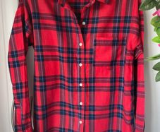 shirt red check flannel shirt size xsmall