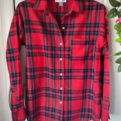 shirt red check flannel shirt size xsmall