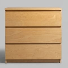 IKEA MALM 3-Drawer Chest Oak Veneer (Repaired & Sturdy)