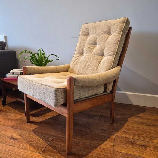 Vintage Mid-Century Modern High-Back Lounge Chair