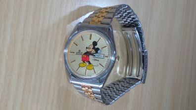 Vintage Disney Mickey Mouse Watch: Gold, Silver & Steel