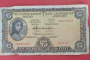 Irish 1967 Lavery Five pound banknote in Fine condition