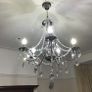 Maria Theresa Crystal Chandelier, Clear Droplet Glass Ceiling Light with 5 Lights, Chrome LED Pendant Lighting Fixture for Dining Room, Living Room, Hallway, Stairway Size D50cm H55cm Chain 60cm (FREE POSTAGE) Image 6