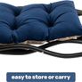 Foldable Footstool Foot Rest Stool Folding Footstools for Living Room Garden Balcony Velvet Leg Rest Sofa Small Ottoman with Metal Legs, Dark Blue Image 4