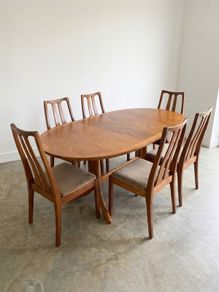 Vintage Nathan Mid Century Teak Extending Dining Table & 6 Chairs