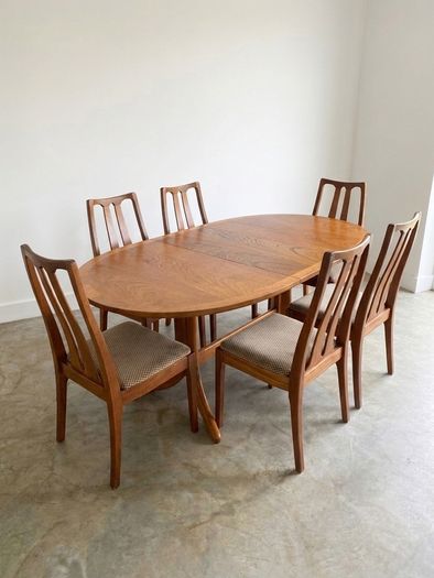 Vintage Nathan Mid Century Teak Extending Dining Table & 6 Chairs