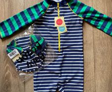 BNWT Baby Boden surf suit with matching surf hat (provides UVA + UVB protection)