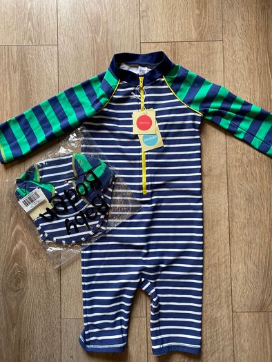 BNWT Baby Boden surf suit with matching surf hat (provides UVA + UVB protection)