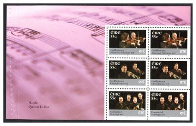 2007 Ireland RTE Performing Groups Booklet Pane featuring Haydn Quarter D-Dur Commemorative Stamp Mint Never Hinged (MNH). Hibernian HP178.