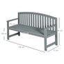 2 Seater Wooden Garden Bench with Armrest, Outdoor Furniture Chair for Park, Balcony, Grey Image 3