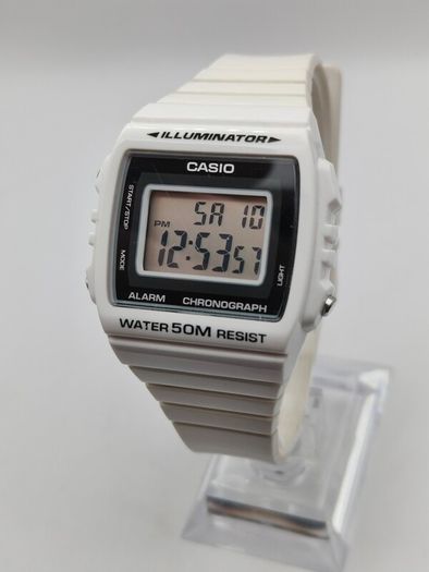 Casio W-215H White Digital Watch  Illuminator 50M