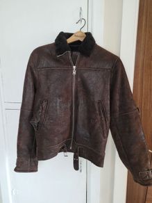 Rare Timberland Brown Suede Leather Fur Lined Bomber Jacket