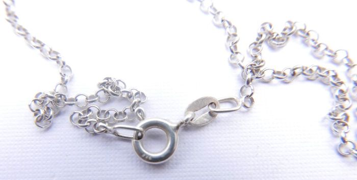 Vintage Sterling Silver 925 Cubic Zirconia Heart Set ring and chain with pendant 12,24g - lent 24" - size O