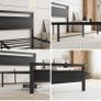 5ft King Bed Frame with Wooden Headboard,Heavy Duty Metal Platform Bed Frame King Bed Base No Box Spring Needed,Metal Slats Support Underbed Storage Space,Black,150x200cm Image 5