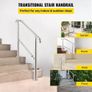 3 Step Railing Stainless Steel Transitional Handrail fit for Level Surface and 1 to 3 Steps Adjustable Stair Railing Indoor Outdoor Step Railings 99.8 kg Capacity Image 4