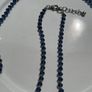 Blue bead crystal stone strung alongside small sterling spacers Image 4