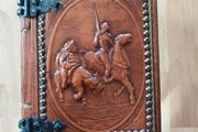 wooden wood book case storage case gift present box embossed Don Quixote