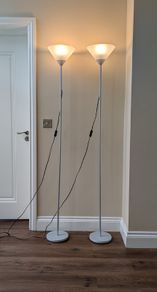 Matt Grey Floor Lamps with White Shades