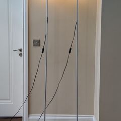 Matt Grey Floor Lamps with White Shades