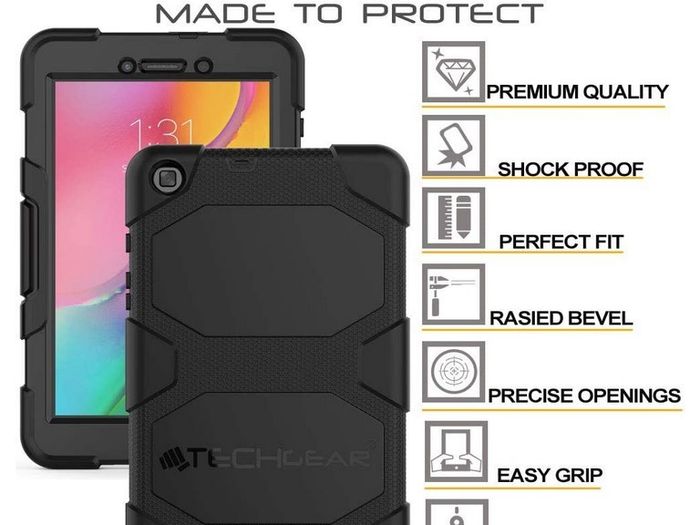 TECHGEAR G-SHOCK New Samsung Galaxy Tab A 8.0" 2019 Case (SM-T290 / SM-T295) Tough Rugged HEAVY DUTY, Armour Shockproof Survival Case with Stand