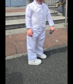 Boys 4 piece white christening outfit