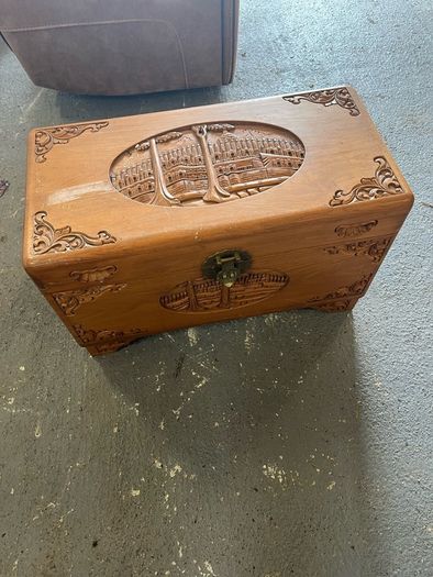 Chinese - Hand Carved Wooden Storage Chest