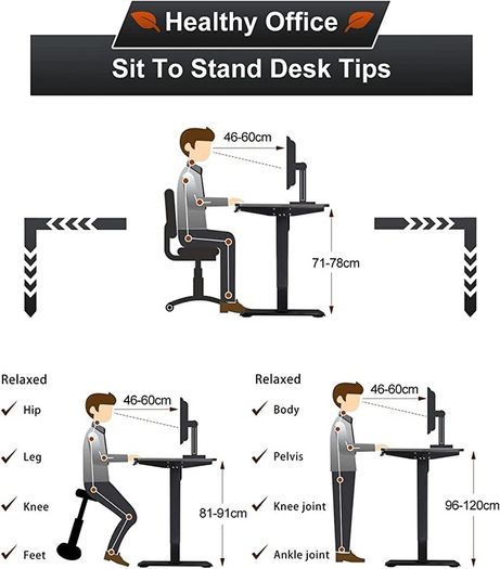 Electric Adjustable Office Stand Desk Computer Workstation with Preset Height Memory Controller Metal Black 110x60 cm (FREE SHIPPING)