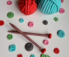 edible cake cupcake topper , knitting wool buttons