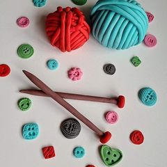 edible cake cupcake topper , knitting wool buttons
