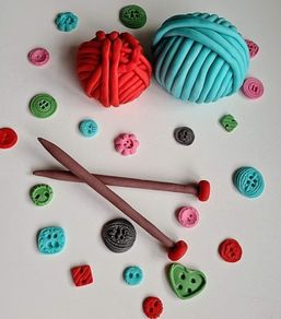 edible cake cupcake topper , knitting wool buttons