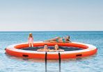 Inflatable Floating Dock with Trampoline Pool  10ft Water Mat Platform with Ladder & Carry Bag